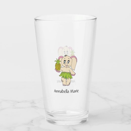 Cute Baby Elephant Modern Roze Black Naam toevoege Glas (Achterkant)