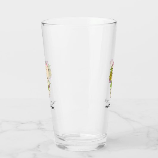 Cute Baby Elephant Modern Roze Black Naam toevoege Glas (Links)