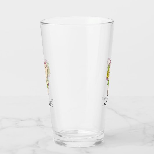 Cute Baby Elephant Modern Roze Black Naam toevoege Glas (Rechts)