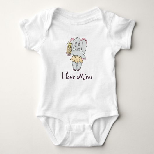 Cute Baby Elephant Modern Roze Ik hou van Mimi Romper (Voorkant)