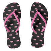 Cute Baby Elephant Moderne Roze Black Teenslippers (Voetbed)