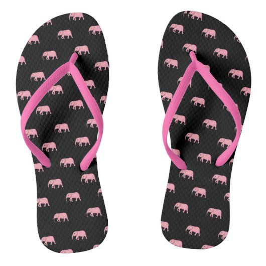 Cute Baby Elephant Moderne Roze Black Teenslippers (Voetbed)