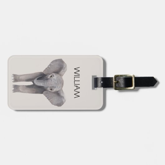 Cute Baby Elephant Name Bagagelabel (Voorkant horizontaal)