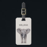 Cute Baby Elephant Name Bagagelabel<br><div class="desc">schattige baby olifant afbeelding gepersonaliseerde naam bagagelabel</div>