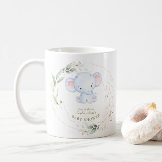 Cute Baby Elephant Oerwoud Greenery Baby shower Koffiemok (Met donut)