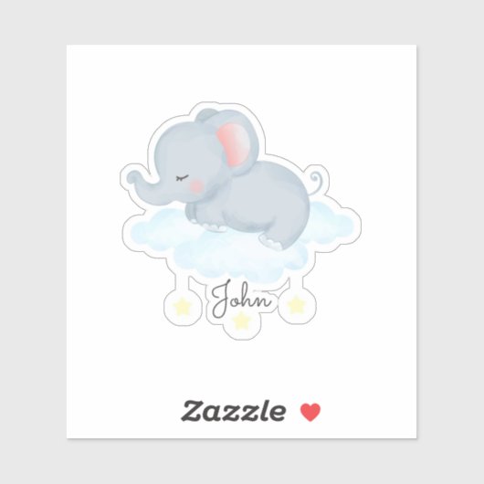 Cute Baby Elephant on Cloud Sticker (Vel)