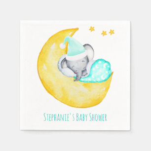 Cute Baby Elephant on the Moon Baby shower Servet