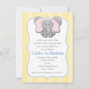 Cute Baby Elephant Party Shower Invitation Kaart