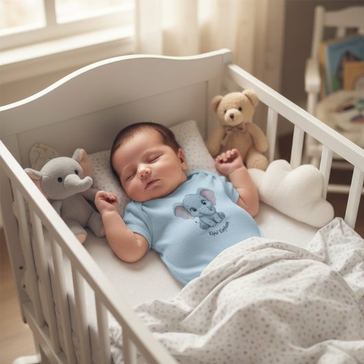 Cute Baby Elephant Personalized Name Baby Bodysuit