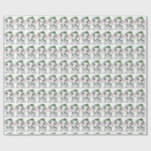 Cute Baby Elephant Pine Bough Kerstmis Patroon Cadeaupapier (Vlak)