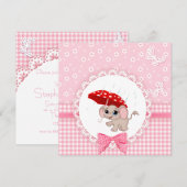 Cute Baby Elephant Pink Baby Sprinkle Shower Kaart (Voorkant / Achterkant)