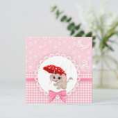 Cute Baby Elephant Pink Baby Sprinkle Shower Kaart (Staand voorkant)