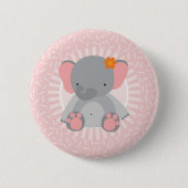 Cute Baby Elephant Pink Grey Ronde Button 5,7 Cm (Voorkant)