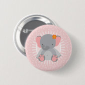 Cute Baby Elephant Pink Grey Ronde Button 5,7 Cm (Voorkant /achterkant)