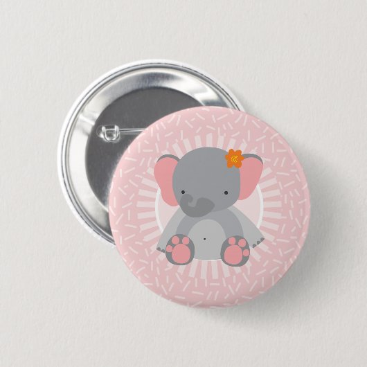 Cute Baby Elephant Pink Grey Ronde Button 5,7 Cm (Voorkant /achterkant)