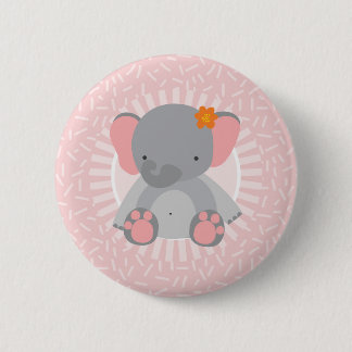 Cute Baby Elephant Pink Grey Ronde Button 5,7 Cm