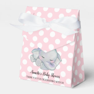Cute Baby Elephant Pink Polka Dots Baby shower Bedankdoosjes