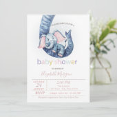 Cute Baby Elephant Polka Dots Baby shower Kaart (Staand voorkant)