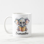 Cute Baby Elephant Reading a Book Custom Koffiemok (Links)