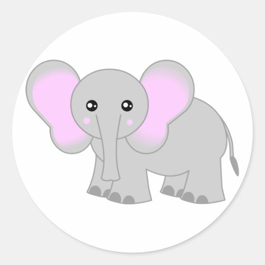 Cute Baby Elephant Ronde Sticker (Voorkant)