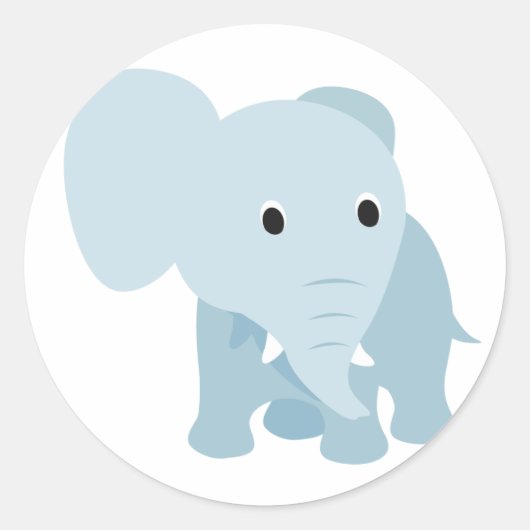 Cute Baby Elephant Ronde Sticker (Voorkant)