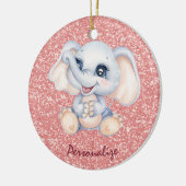 Cute Baby Elephant roze glitter personaliseren Keramisch Ornament (Links)