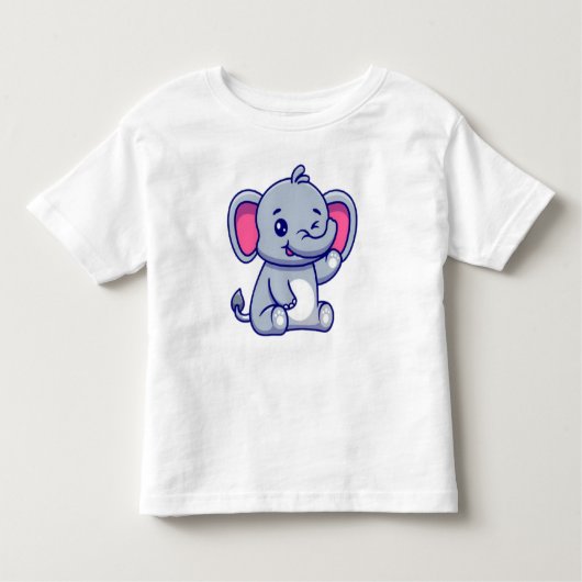 Cute Baby Elephant Sitting Cartoon-23800 Kinder Shirts (Voorkant)
