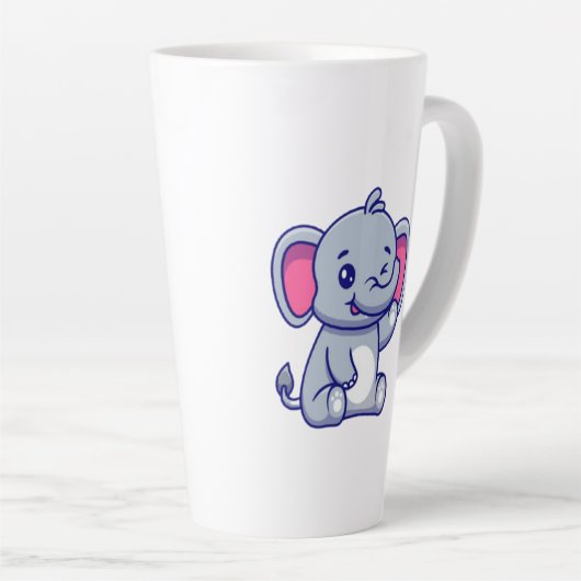 Cute Baby Elephant Sitting Cartoon-23800 Latte Mok (Rechterhoek)
