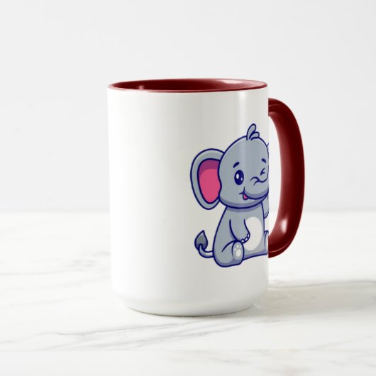 Cute Baby Elephant Sitting Cartoon-23800 Mok (Voorkant rechts)