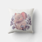 Cute Baby Elephant Sleeping with Leaves Kussen (Achterkant)