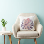 Cute Baby Elephant Sleeping with Leaves Kussen (Stoel)