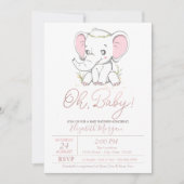 Cute Baby Elephant Stippen Baby shower Invitation Kaart (Voorkant)