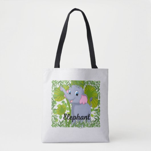 Cute Baby Elephant Tote Bag – Adorable Animal Desi (Voorkant)