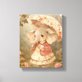 Cute Baby Elephant - Watercolor Nursery Poster Canvas Afdruk