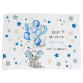 Cute Baby Elephant with Balloons Boy Baby shower Groot Cadeauzakje (Voorkant)