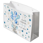 Cute Baby Elephant with Balloons Boy Baby shower Groot Cadeauzakje (Achterkant Gekanteld)