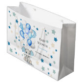 Cute Baby Elephant with Balloons Boy Baby shower Groot Cadeauzakje (Voorkant Gekanteld)