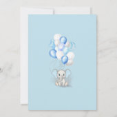 Cute Baby Elephant with Balloons Boy Baby shower Kaart (Achterkant)