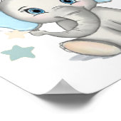 Cute Baby Elephant with Balloons Boy Baby shower Poster (Hoek)