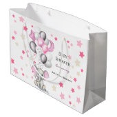 Cute Baby Elephant with Balloons Girl Baby shower Groot Cadeauzakje (Achterkant Gekanteld)