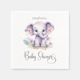 Cute Baby Elephant with Flowers Baby Shower Servet