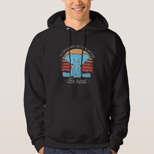 Cute Baby Elephant With Glasses  Positive Quote Hoodie (Voorkant)