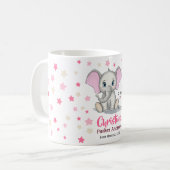 Cute Baby Elephant with Pink Ears Girl Birth Stats Koffiemok (Voorkant links)