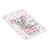 Cute Baby Elephant with Pink Ears Girl Birth Stats Magneet (Rechterzijde)