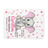 Cute Baby Elephant with Pink Ears Girl Birth Stats Magneet (Horizontaal)