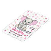Cute Baby Elephant with Pink Ears Girl Birth Stats Magneet (Linkerzijde)