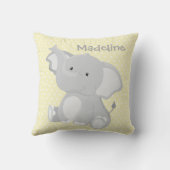 Cute Baby Elephant Yellow Polka-Dot Monogram Kussen (Achterkant)