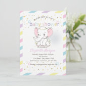 Cute Baby Elephants Stars Baby shower Kaart (Staand voorkant)