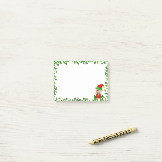 Cute Baby Elf en Green Leaf Lijst Post-it® Notes (Op bureau)