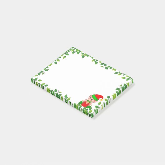 Cute Baby Elf en Green Leaf Lijst Post-it® Notes (Schuin)